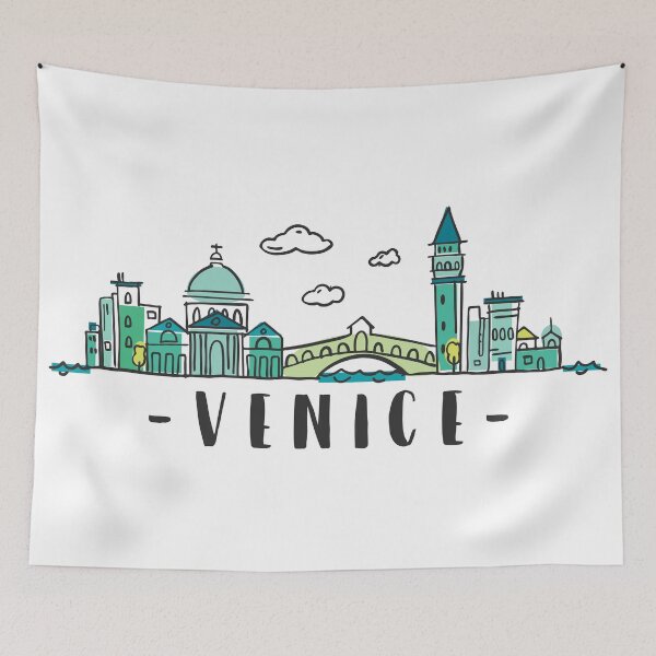 Artikelvorschau, Venedig Venezia Italien Skyline Hand gezeichnet entworfen und verkauft von RajaGraphica.