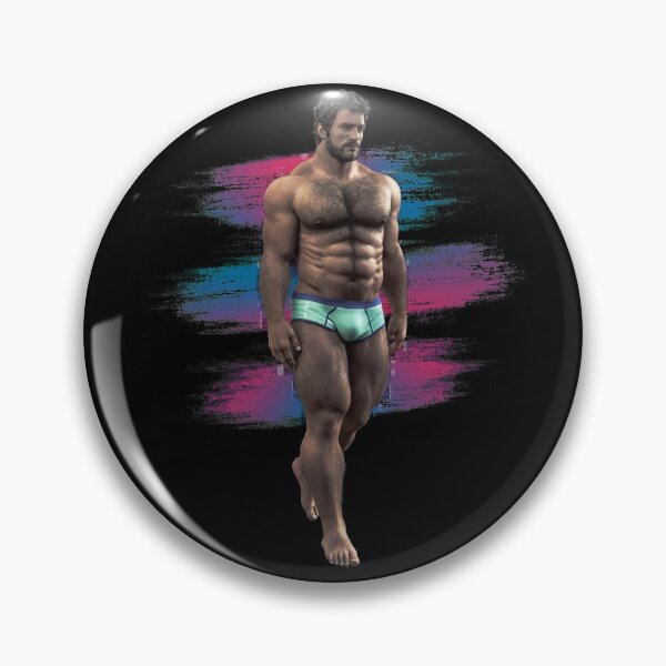 Item preview, Muscle Hairy Daddy Bear on the Halftone Background. Azure God. Illustration. designed and sold by GiorgioN.