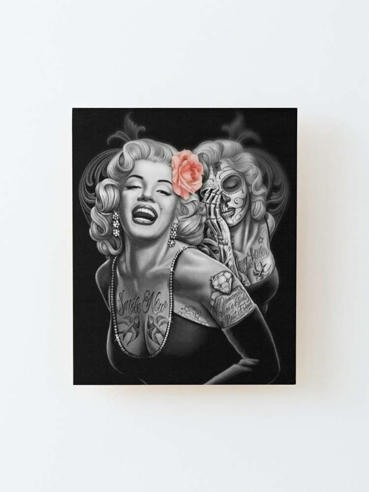 Alternate view of Marylin Monroe smile now cry later Mounted Print