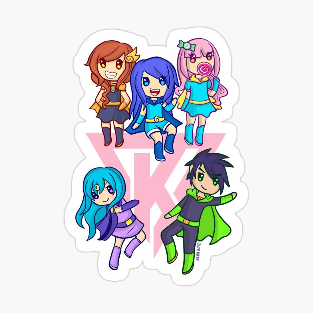 Funneh Krew Heroes Pink Original Artwork High Quality Print Sticker By Tubers Redbubble - itsfunneh roblox murder mystery x