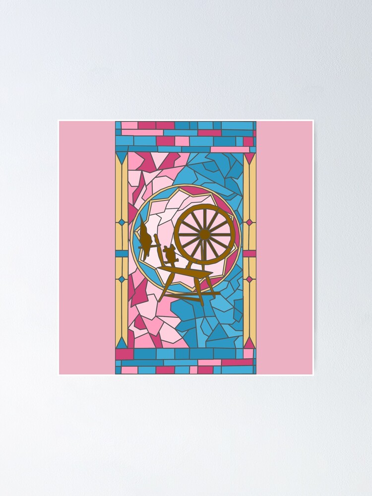 "Stained Glass Spinning Wheel Fairy Tale" Poster by PNFDesigns Redbubble