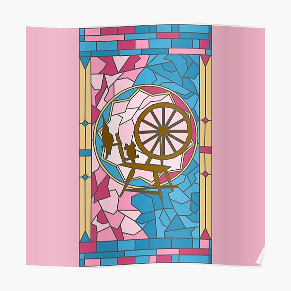 "Stained Glass Spinning Wheel Fairy Tale" Poster by PNFDesigns Redbubble