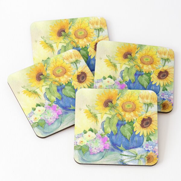 Item preview, Sunflowers in Blue Vase designed and sold by Cathi Freund.