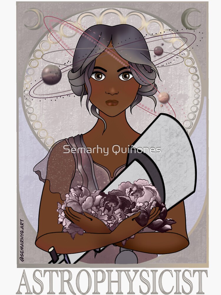 Thumbnail 3 of 3, Sticker, Astrophysicist (Art Nouveau) designed and sold by Semarhy Quiñones.