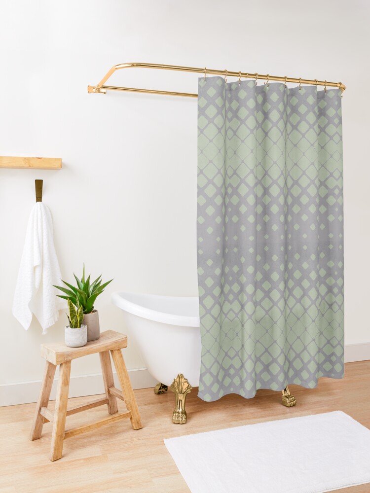 "Sage green and gray pattern" Shower Curtain for Sale by