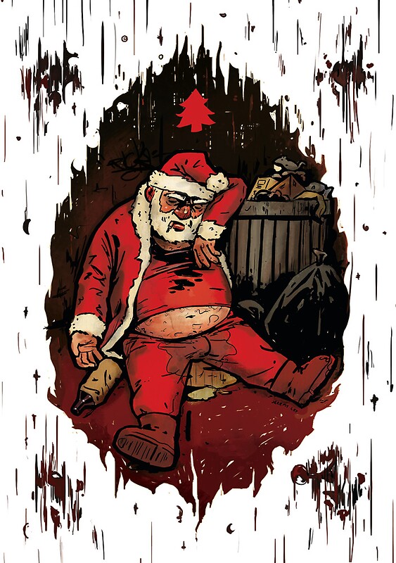 Drunk Santa Funny Christmas Card Greeting Cards By Jeremy Ley Redbubble 