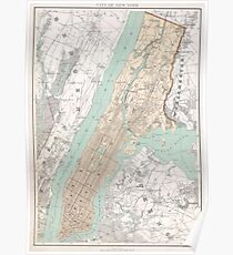 Póster Mapa vintage de la ciudad de Nueva York (1895)