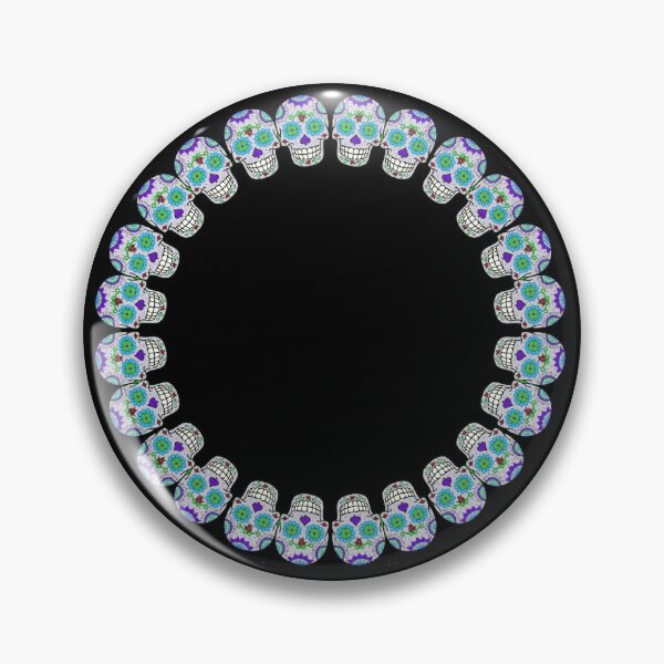 Item preview, Black and Aqua Skulls Kaleidoscope | Pinback Buttons | Cherie's Art designed and sold by CheriesArt.