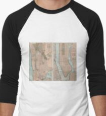 Camiseta ¾ bicolor para hombre Vintage Map of New York City (1899)