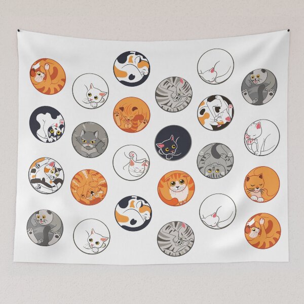 Item preview, Polka dot pattern with cute cats designed and sold by FrauShtogren.