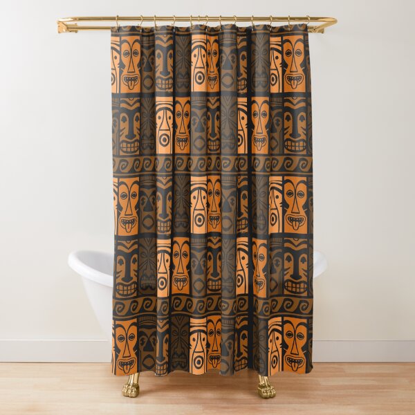 Sunset Orange Tikis! Shower Curtain