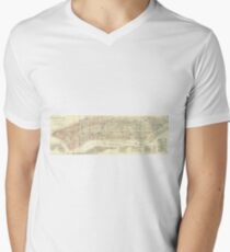Camiseta de cuello en V Vintage Map of The NYC Railways (1899)