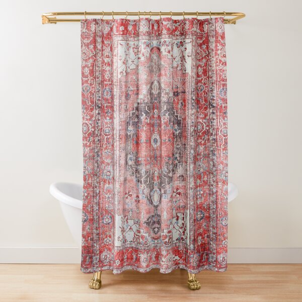 Red Vintage Oriental Moroccan Style Artwork Shower Curtain