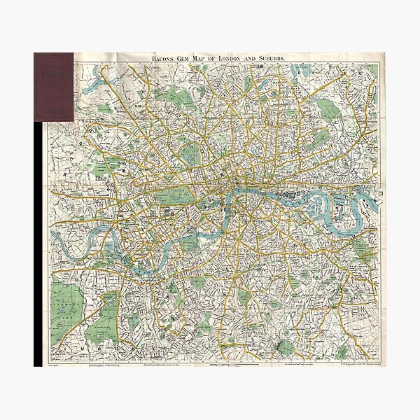 Item preview, Vintage Map of London England (1900) designed and sold by BravuraMedia.