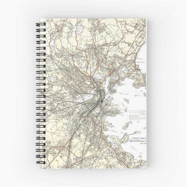 Item preview, Vintage Boston Transit Line Map (1914) designed and sold by BravuraMedia.