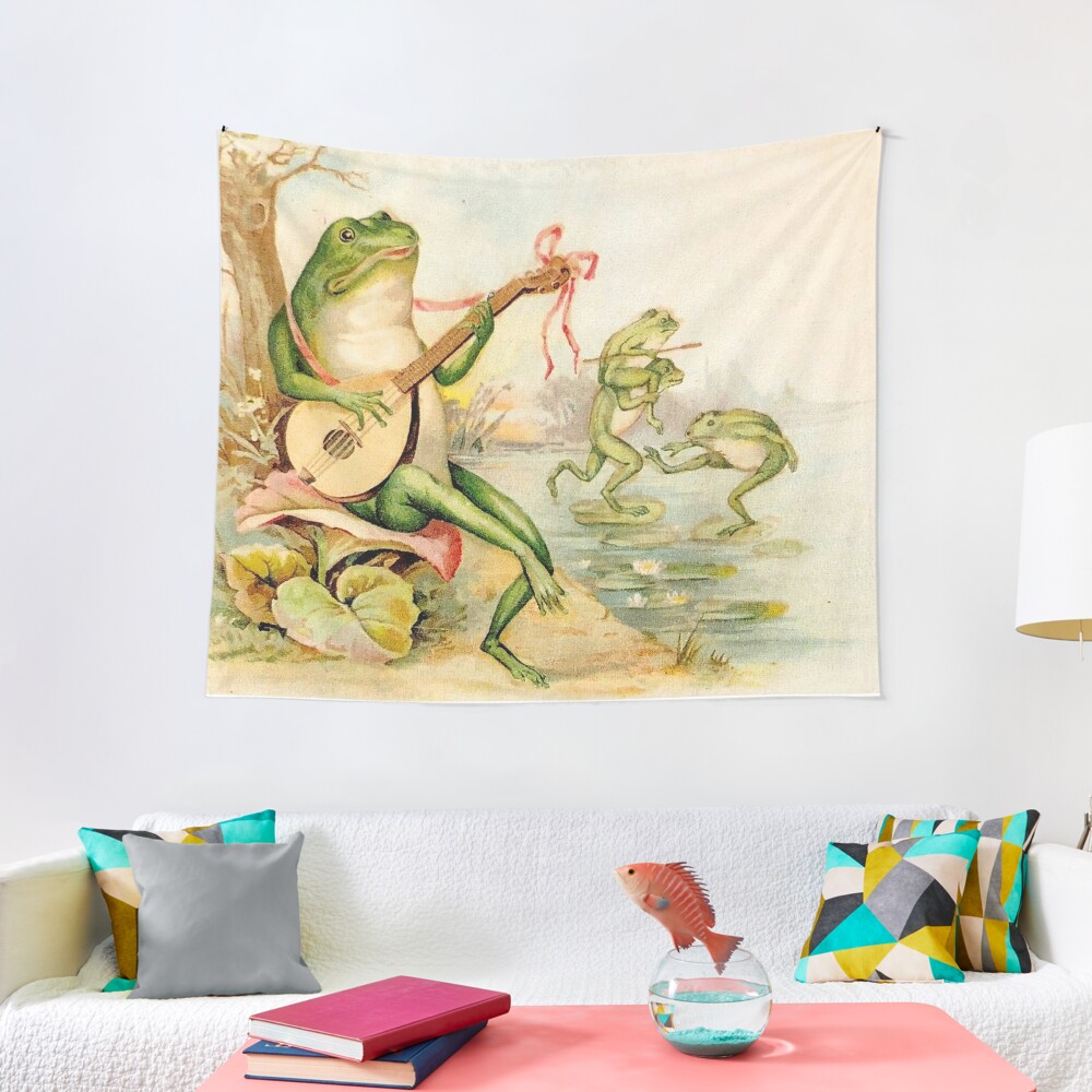 Discover  FROG STRUMMING : Vintage Abstract Entertainment Print Tapestry