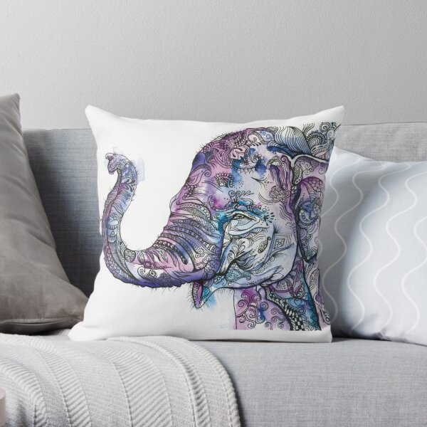 Purple Baby Elephant Throw Pillow