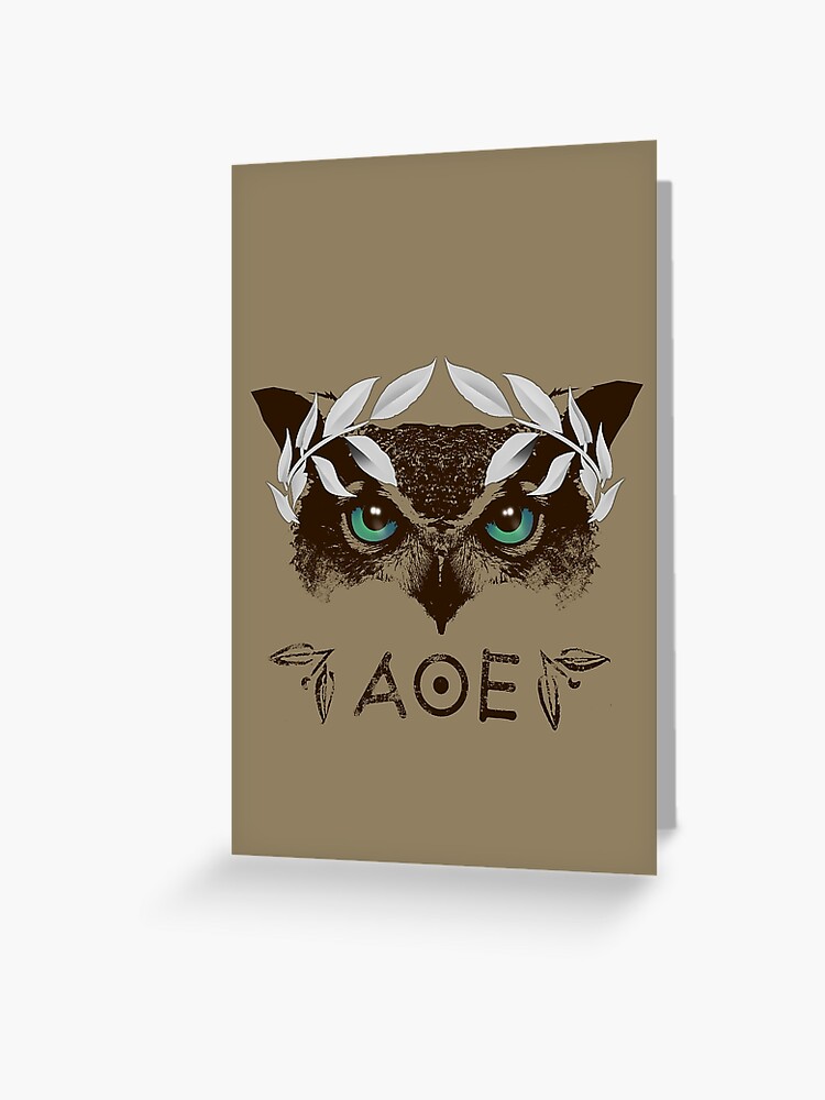 Athena S Owl Ii Silver Variant Greeting Card By Mellamomateo Redbubble