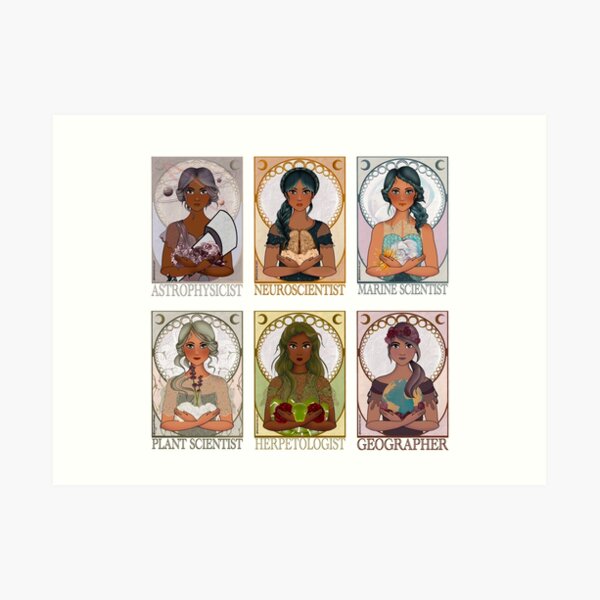 Women in Sciences (Art Nouveau) Art Print