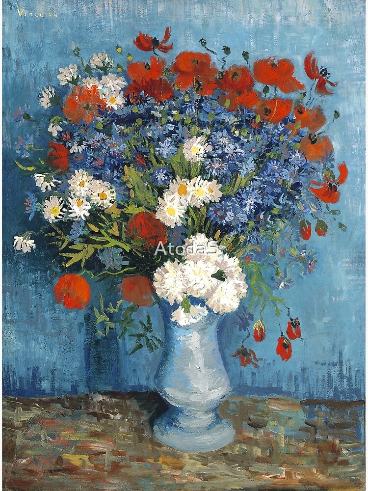 Aperçu 3 sur 3. Impression photo avec l'œuvre Vase Vincent Van Gogh avec bleuets et coquelicots créée et vendue par AtodaS.