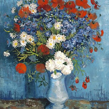 Aperçu de l'œuvre Vase Vincent Van Gogh avec bleuets et coquelicots de Fine Artworks