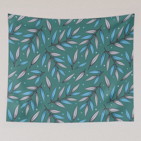 Item preview, Seamless pattern with unusual blue and gray leaf twigs. designed and sold by Xaphana.