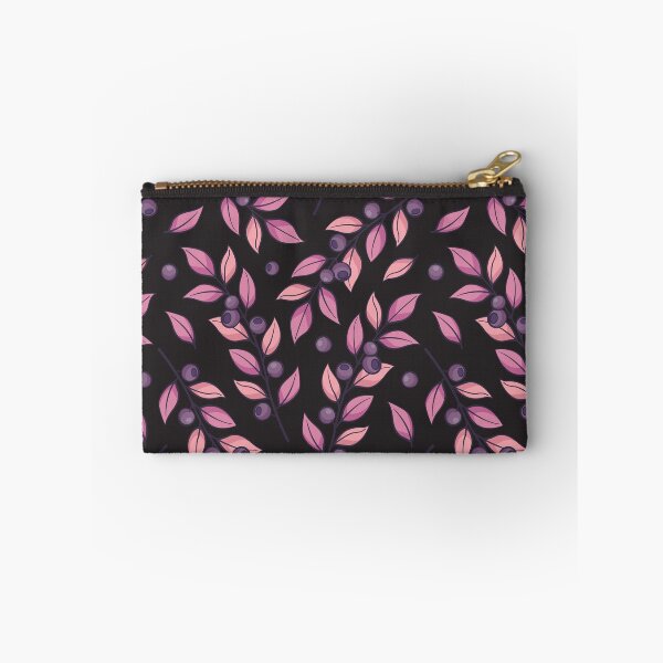 Item preview, Seamless pattern with blueberry twigs and purple leaves on black background. designed and sold by Xaphana.