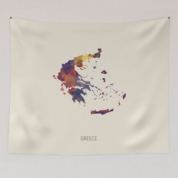 Item preview, Greece Watercolor Map designed and sold by ArtPrints.