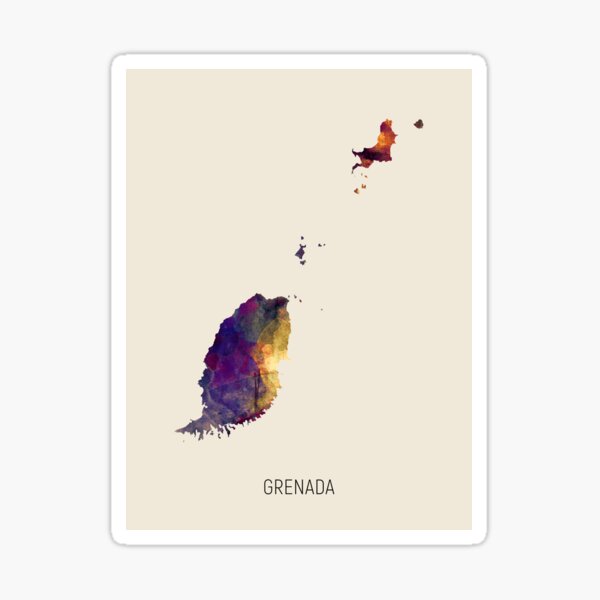 Item preview, Grenada Watercolor Map designed and sold by MICHAEL TOMPSETT.