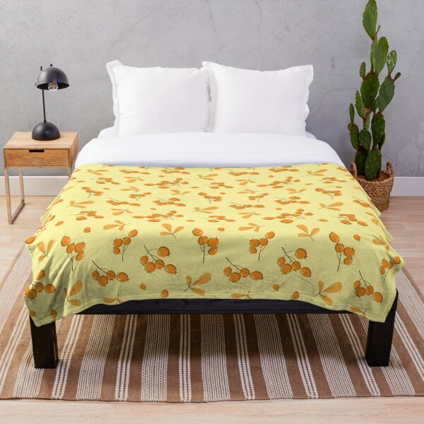 Item preview, Yellow berry twigs on orange background. designed and sold by Xaphana.
