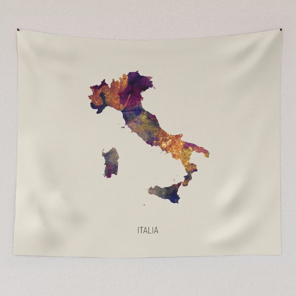 Aperçu de l'œuvre Italia Watercolor Map créée et vendue par ArtPrints.