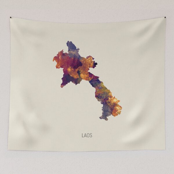 Item preview, Laos Watercolor Map designed and sold by ArtPrints.