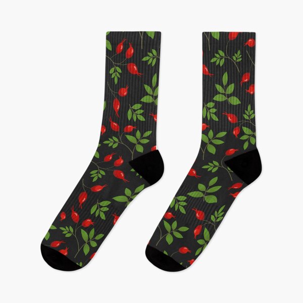 Item preview, Seamless pattern with rose hip on black background. designed and sold by Xaphana.