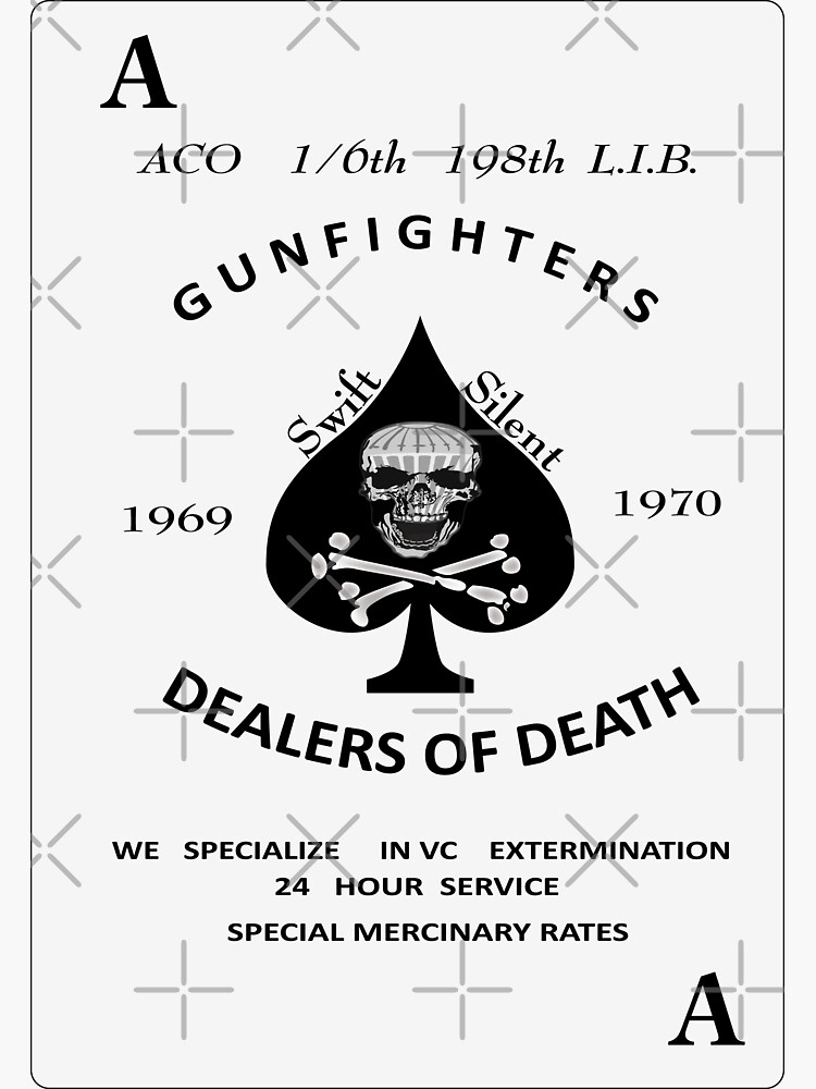 " Army - ACO 1-6th 198th L.I.B -Gunfighters -Death Card" Sticker For ...