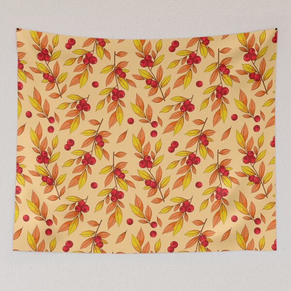 Item preview, Patrones sin fisuras con frutos rojos y hojas de otoño. designed and sold by Xaphana.