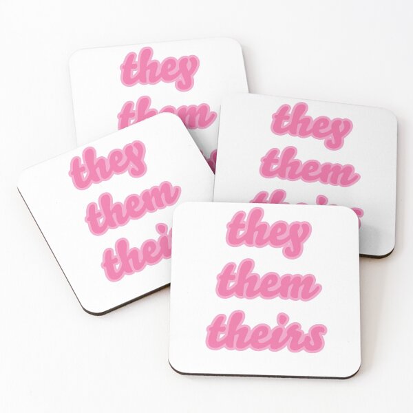 Item preview, they them pronouns bubblegum pink designed and sold by Laur Kaye.
