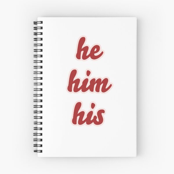 Item preview, he him his pronouns pink and red designed and sold by Laur Kaye.