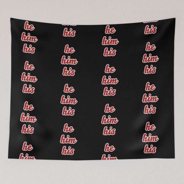 Item preview, he him his pronouns pink and red designed and sold by Laur Kaye.