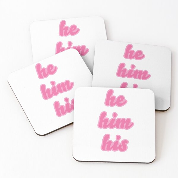 Item preview, he him his pronouns bubblegum pink designed and sold by Laur Kaye.