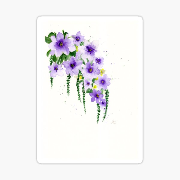Blumenstrauss mit lilafarbenen Blüten in Kaskadenform Sticker