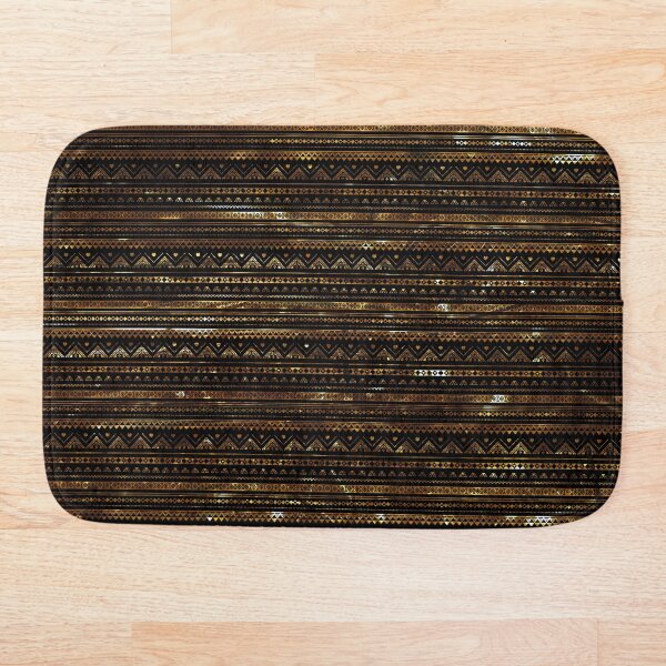 Aztec Black Tinsel Gold Bath Mat
