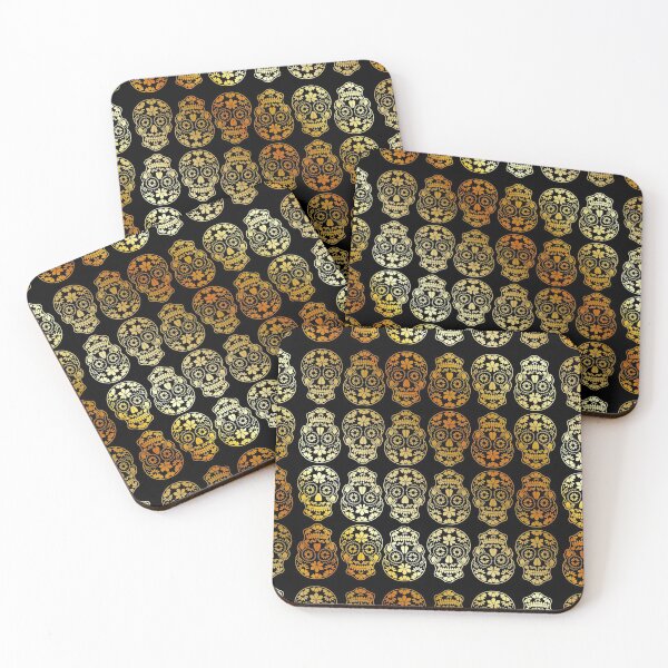 Item preview, Golden calavera floral skulls- Mexican sugar skulls	 designed and sold by Shawlin Islam.