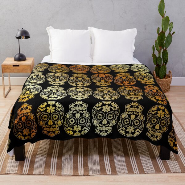 Item preview, Golden calavera floral skulls- Mexican sugar skulls	 designed and sold by Shawlin Islam.
