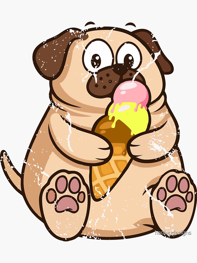 "Puppy and ice cream cone funny ice cream gift" Sticker for Sale by