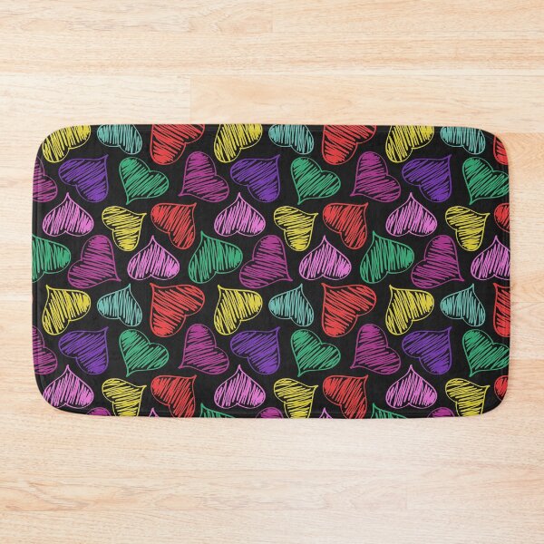 Item preview, Seamless pattern with colorful doodle hearts on black background. designed and sold by Xaphana.