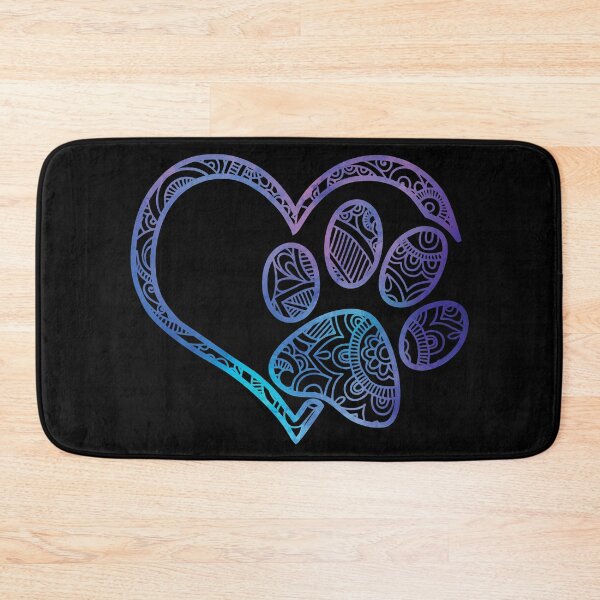 Item preview, Pet Love Heart Paw Mandala Blue Purple Watercolor designed and sold by SassAndHoney.