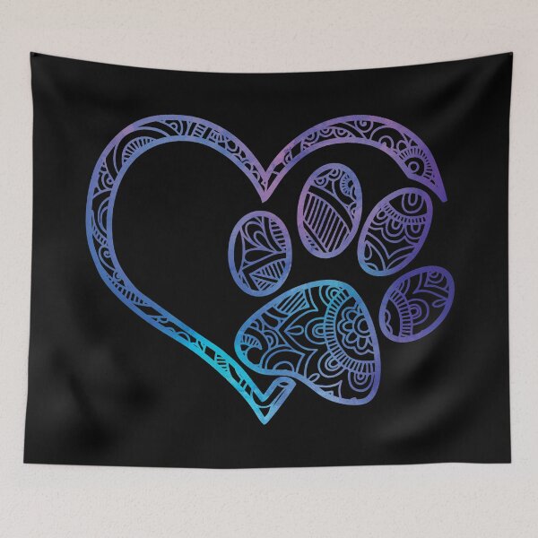 Item preview, Pet Love Heart Paw Mandala Blue Purple Watercolor designed and sold by SassAndHoney.