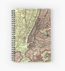 Cuaderno de espiral Vintage NYC and Surrounding Areas Map (1879)