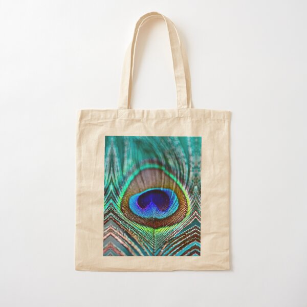 Peacock Feather Cotton Tote Bag