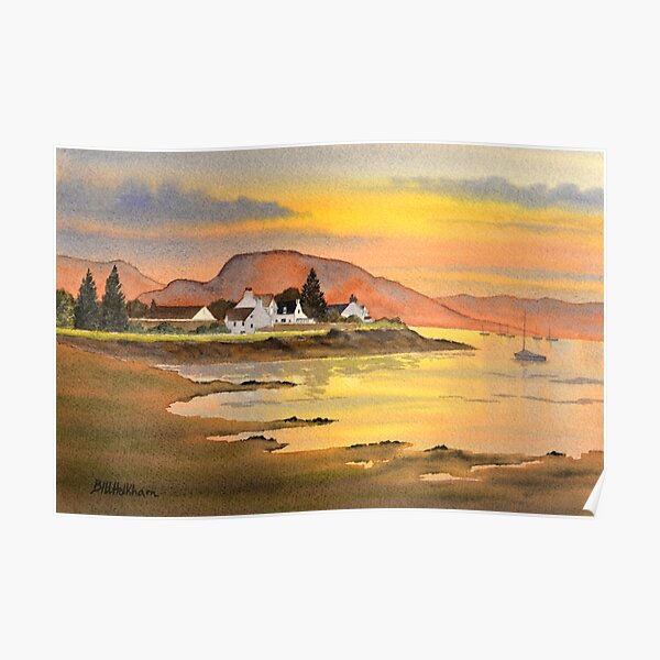 Sunset At Plockton Village Scotland Poster